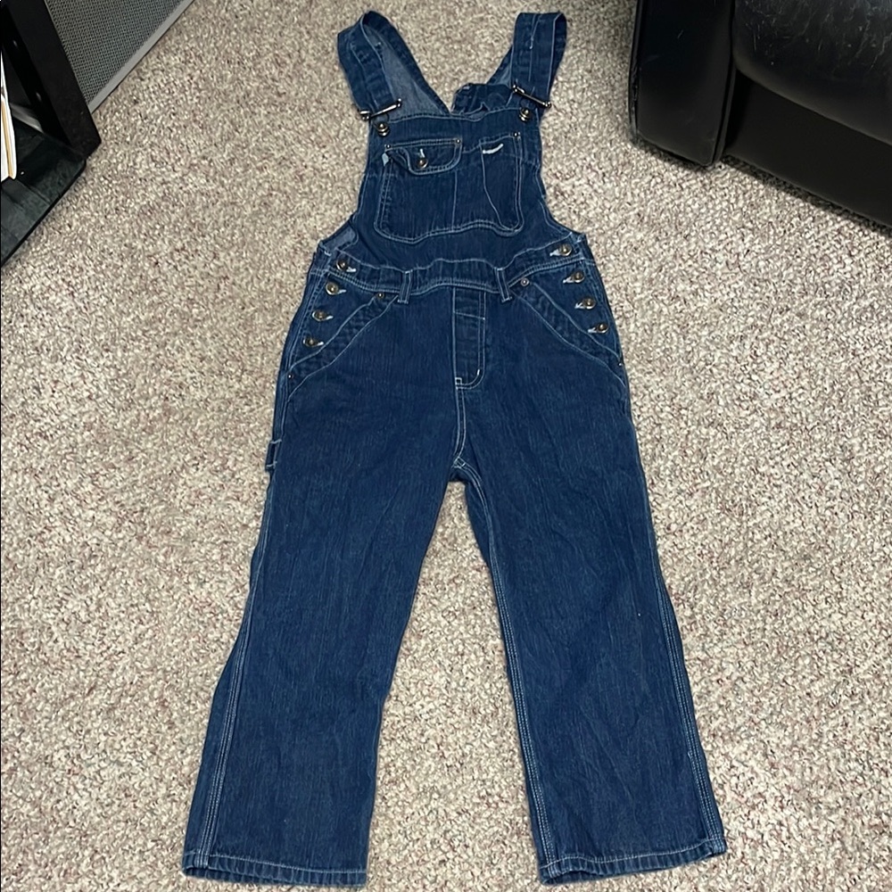 Vintage y2k dark Denim cropped leg Overalls